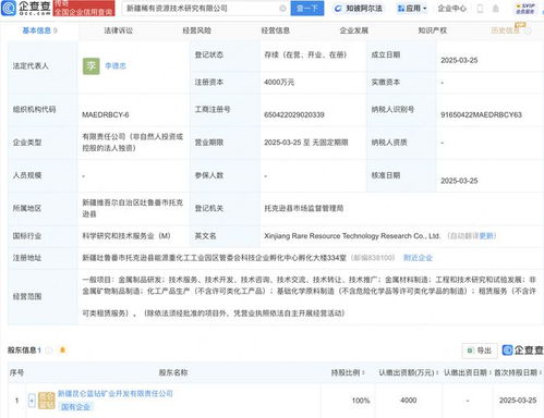 新疆稀有資源技術(shù)研究公司登記成立